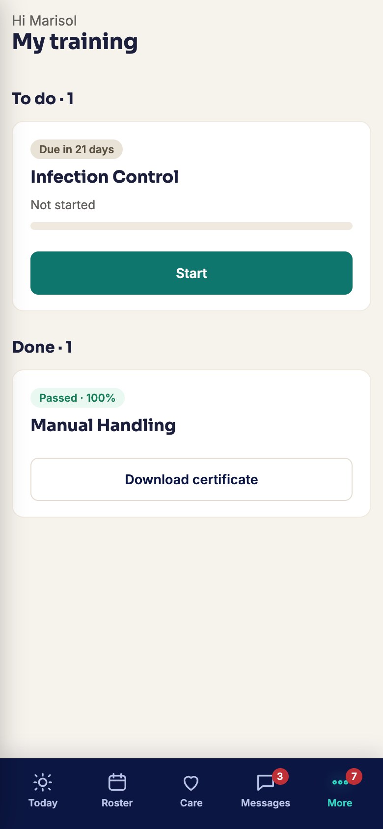 Training to do, on a phone
