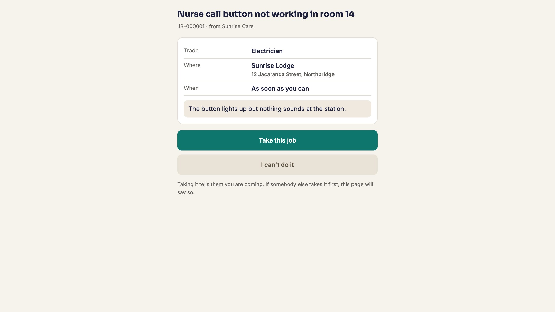 The page a contractor opens from your email